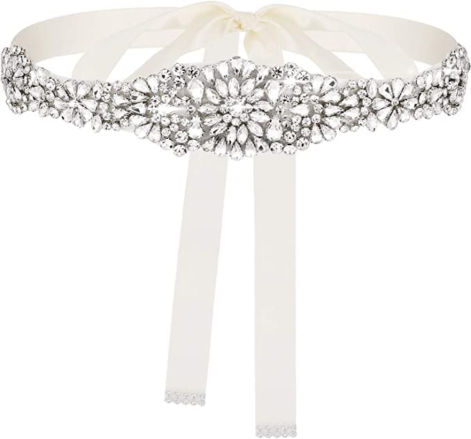 LEEQBCR Cinturón de Boda de Cristal de Diamantes de Imitación, de novia brillante para boda fiesta...