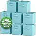 Royexe Storage Bins - Set of 8 - Storage Cubes | Foldable Fabric Cube Baskets Features Dual Handles. Cube Storage Bins. Closet Shelf Organizer | Collapsible Nursery Drawer Organizers (Blue)