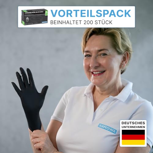 1000x ARNOMED Einweghandschuhe Schwarz, Einmalhandschuhe L, Nitrilhandschuhe (5x200 Stk), Handschuhe Einweg puderfrei, Gummihandschuhe Einweg, Handschuhe Nitril, Einmalhandschuhe in S, M, L & XL