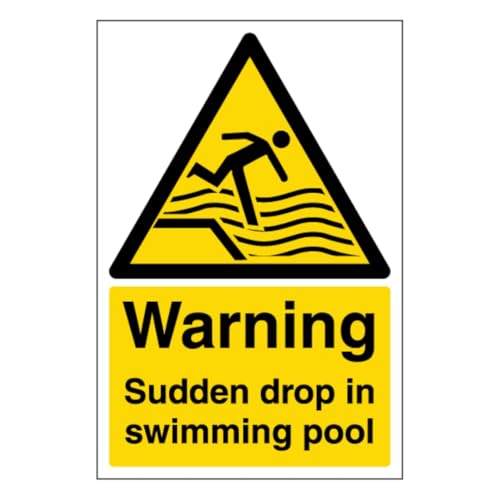 V Safety Warning Sudden Drop In Swimming Pool – Ritratto 300 X 400 Mm – 3 Mm Alluminio Composito Segnale Di Sicurezza