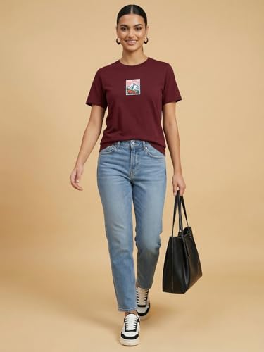 Image of Nobero 100% Cotton T-Shirts for Women Stylish | Regular Fit | Graphic Printed T Shirts for Women 180 GSM Combed Cotton | Crew Neck Half Sleeve