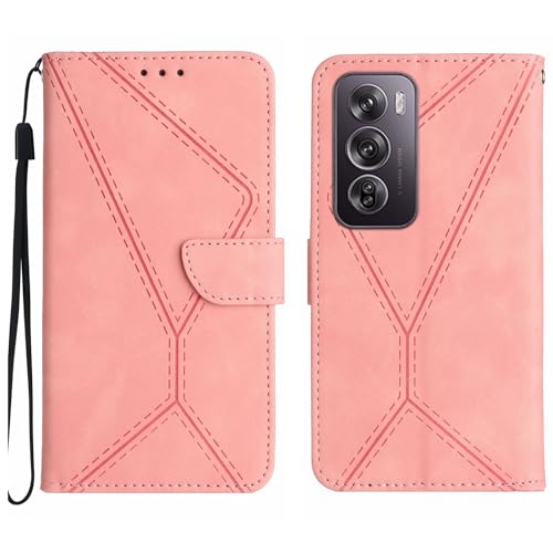 Rfvzubemok Compatible with Oppo Reno12 Pro 5G Case,Compatible with Oppo Reno12 Pro (China) 5G Kickstand Flip Card Slot Magnetic Closure Phone Cover Pink