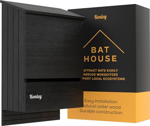 Kenley Bat House - Large Outdoor Bat Box Shelter with Triple Chamber - Handcrafted from Cedar Wood - Easy for Bats to Land and Roost - Weather Resistant & Ready to Install