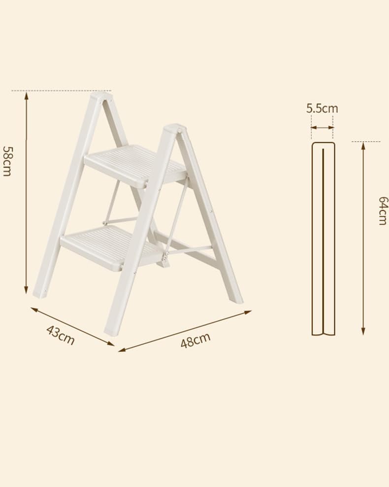 Folding 2 Step Stool, Portable Step Ladder for Adults, Lightweight Step Stools for Seniors, 330 Lbs Capacity, with Extra Wide Step Ladder for Elderly/Closet,A
