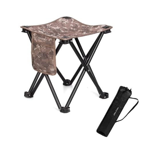 TRIPLE TREE 1 Pack Camping Stool 13.8 Inch Camouflage Portable Folding Stool for Outdoor Walking Hiking Fishing 400 LBS Capacity with Carry Bag