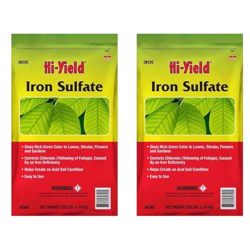 Hi-Yield Iron Sulfate Granules for Lawns, Shrubs, Flowers & Gardens Covers Up to 1000 Sq Ft 3.25 lb, 2 Pack