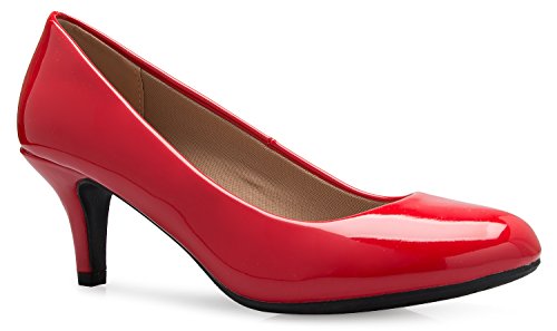 Image of Olivia K Women's Comfort Classic Round Toe Kitten Low Mid Heel Dress Pumps