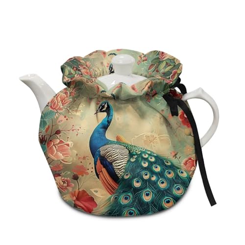 Image of Peacock Tea Cozy for Teapot Insulated Large Teapot Cover to Keep Warm Tea Kettle Cover Machine Washable for Home Kitchen Tea Party Table Decor