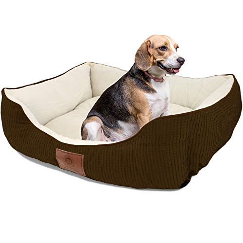 American Kennel Club Small Brown Dog Bed, Solid Weave Cuddler, AKC Pet Cuddler (AKC 6360- Brown), 28