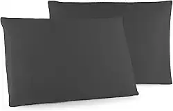 Kit 02 Fronhas Classic Tecido Percal 400 Fios 70x50 cm Antiácaro, Anti-pilling com Toque Macio - Chumbo