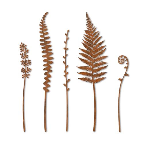 Qubitly 5 PCS Metal Flowers Garden Decor, Vibrant Flower Yard Art Decoration, Weather-Resistant Steel Garden Stakes, Metal Wall Art for Outside Lawn Patio Decor, Outdoor Decorative Ornament for Women