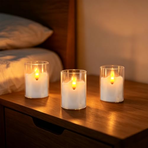 Image of 24 flickering flameless LED candles, small cylindrical tea lamp candles