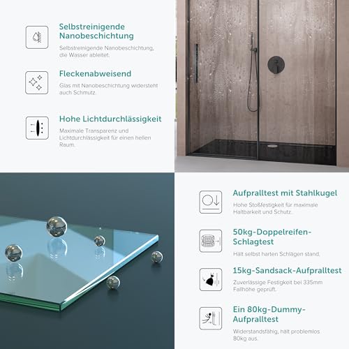 Mampara de ducha corredera doporro 140x195 cm para baños modernos 4