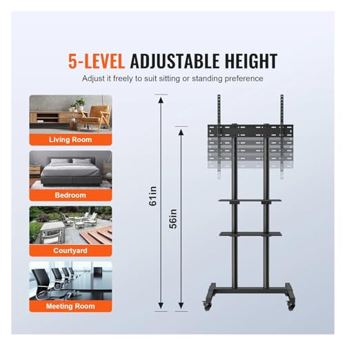 Soporte móvil para TV altura ajustable con ruedas miniatura 3