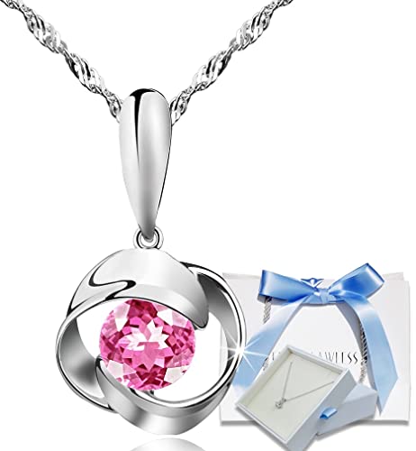 スワロフスキー ネックレス レディース シルバー アクセサリー 彼女 プレゼント ギフト 金属アレルギー対応 クリスマス ピンク