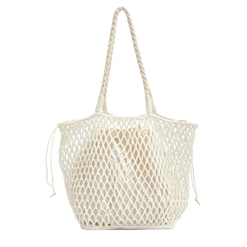 Sac de plage en crochet avec bandoulière confortable, grand volume souple pour transporter l'été