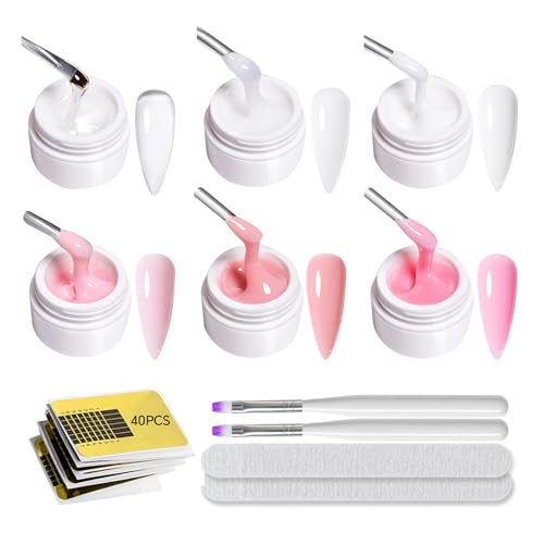 Lot de 6 gels de construction pour ongles en gel - Gel UV de construction - Pour extension des ongles