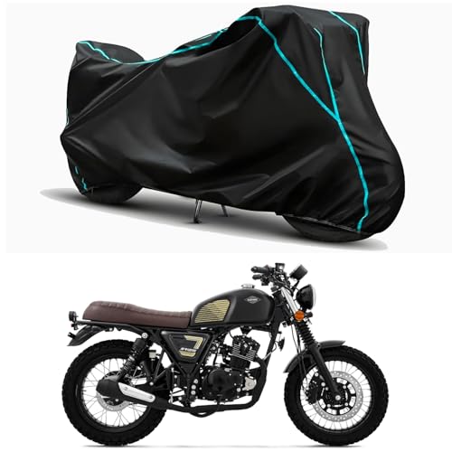 Image of Waterproof Bike Body Cover Compatible for | Keeway SR125 STD | Taffeta Fabric, Sky Piping Design, Bottom Elastic Fit | Dustproof, Sun UV & Rain Protection for All Weather.