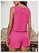 SweatyRocks Women's 2 Piece Vacation Outfits Sleeveless Shirts and Ruffle Layered Shorts Set Hot Pink Medium