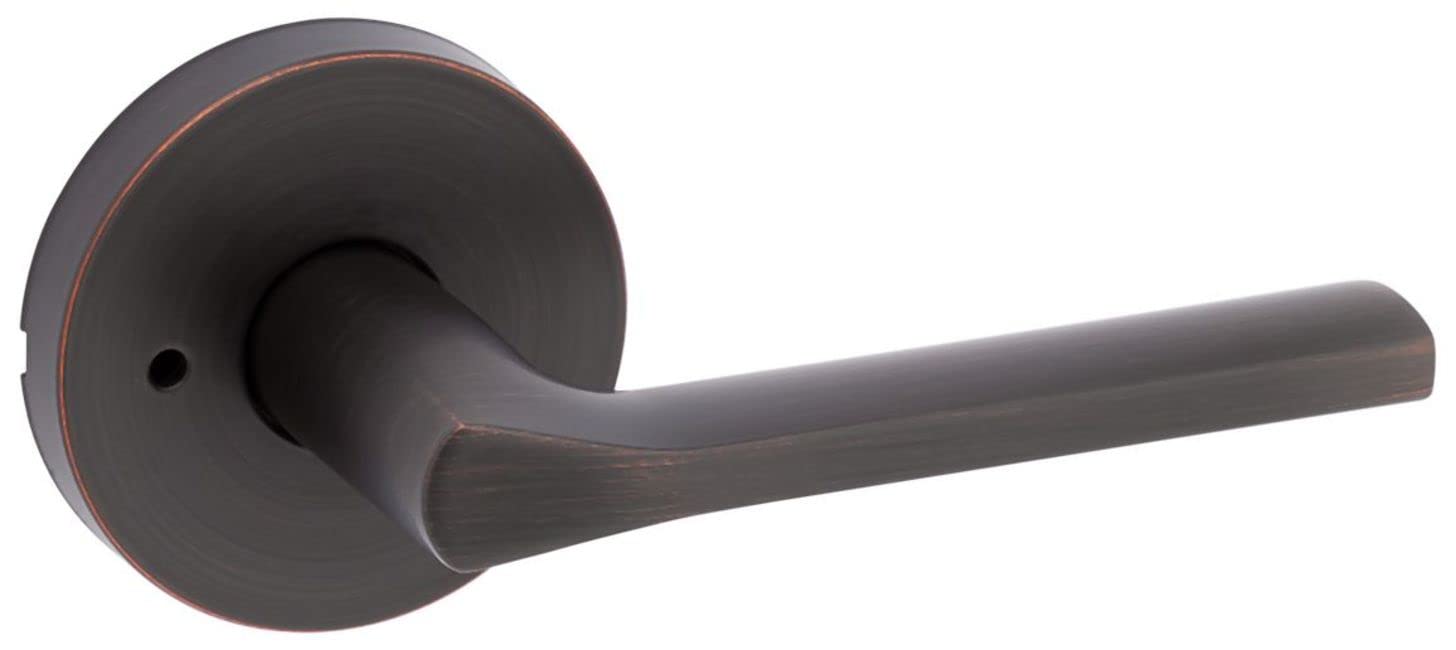 Kwikset 730LSLRDT-11P Lisbon Lever with Round Rose Privacy Door Lock with 6AL Latch and RCS Strike Venetian Bronze Finish