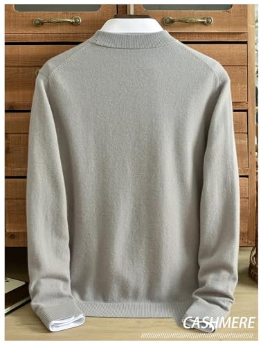 Dcvmvmn Men's Round Neck Cashmere Sweater Half High Collar Pullover Solid Color Knitted Sweater4