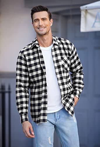 Coofandy Mens Flannel Long Sleeve Button Down Dress Shirt Plaid Casual Checkered Shirts #TOP1