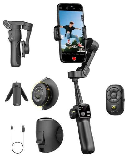 AOCHUAN Gimbal Stabilizer for iPhone w/Bluetooth Remote, 3-axis Phone Stabilizer w/7.8&rdquo; Extension...