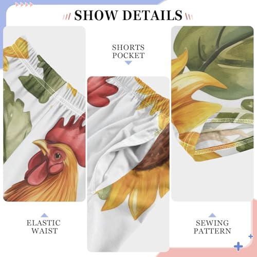 ZZXXB Sunflower Rooster Boys Long Pants Soft Trousers Elastic Waist Kids Lounge Bottoms with Pockets S-XL4