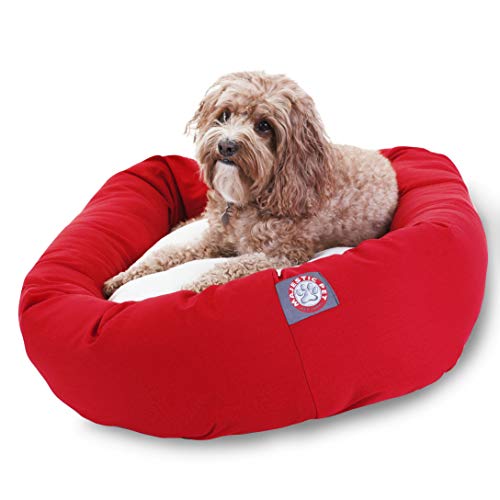 32 Inch Red & Sherpa Bagel Dog Bed By Majestic Pet Products #TOP6
