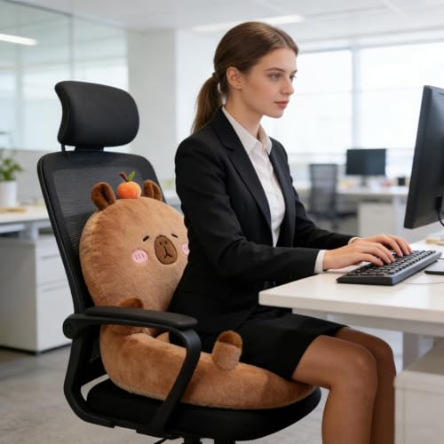 Cojín suave capibara con respaldo ergonómico y asiento de peluche mullido 7