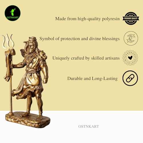 Image of Shiva Statue Car Dashboard Idol, Shiv Ji for Birthday,Annivesary, Home & Office Pooja Room,Living Room Show piece new House Warming Gift (Golden,Size -12 * 7 * 4 cm)