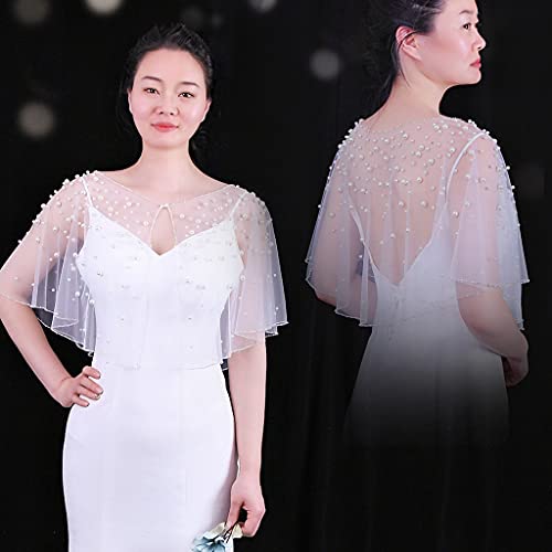 Wedding Wraps Capes Soft Tulle Shawls With Pearl Beads Embroidery Bridesmaid Capelet Shrug For Party Evening Dress2