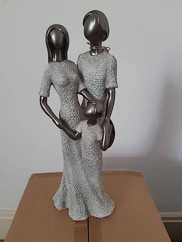 Image of Juliana Modern Grey/Silver Lady, Man & Child Figurine/Ornament.New.57388