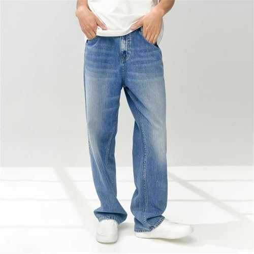 Men's Summer Loose Fit Straight Leg Denim Jeans Soft Fashionable Vintage Denim Pants2