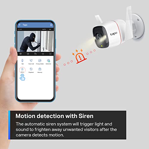 Tp-Link Tapo 2K Security Camera Outdoor Wired, Ip66 Weatherproof, Motion/Person Detection, Built-In Siren W/Night Vision, Cloud/Sd Card Storage, 2-Way Audio, Works W/Alexa & Google Home (Tapo C310) #TOP4