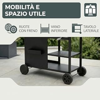 Tarrington House Barbecue a Gas e Carbone con 3 Bruciatori, Bruciatore Laterale, 163 x 70 x 116 cm, Acciaio Verniciato, Nero