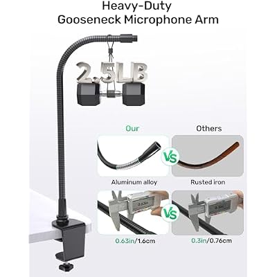 19 Flexible Gooseneck Mic Stand with Desk ClampHeavy Duty 1/4 & 3/8 Adapters,for Gaming, Live Streaming, Podcast, Conference, and Podium