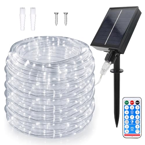 WoskjXas Solar Luz de Cuerda, 22m 200LEDs Solar Guirnalda Manguera, Luces Solares Impermeables Control Remoto, Solares Iluminación Cuerda Decoración con 8 Modos para Jardín Boda Fiesta