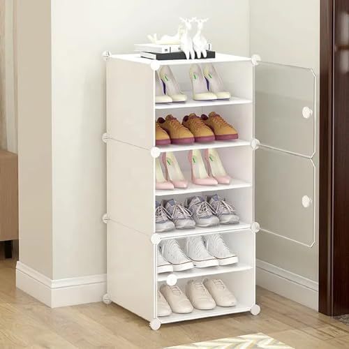 Image of Owme 6 Door Portable Shoe Rack Cabinet with Flip Door | Space Saving Multi Layer Shoe Organizer for Entryway Living Room | Multi Layer Storage for Sneakers, Heels & Boots (White, 3 Door)