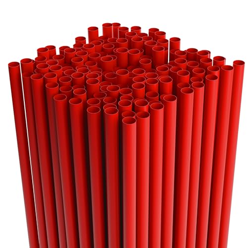 Disposable Plastic Drinking Straws - Straight - 7.75 Long (Red 500)