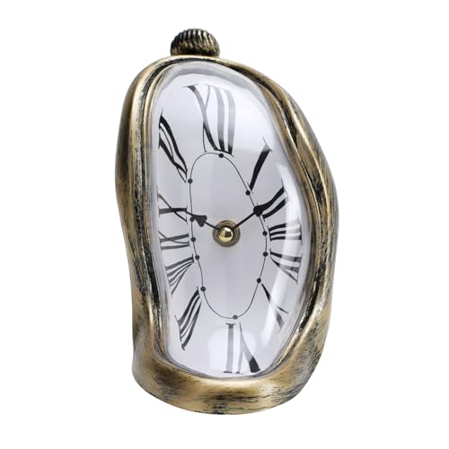 TIMEACT Melting Clock, Surrealist Distorted Table Clock, Roman Numeral Mantel Clock, Twisted Dali