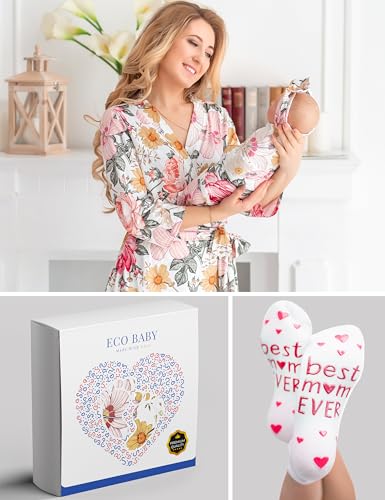 Image of Mommy and Me Robe and Swaddle Set | Maternity Robe Matching Baby Girl, Boy