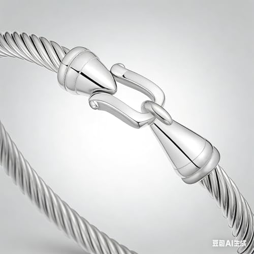 Image of Decpro Exquisite Vintage Twisted Cable Cuff Bangle, Adjustable Stainless Steel Bracelet for Women, Elegant Jewelry Gift for Women