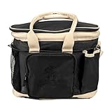 Huntley Equestrian Deluxe Grooming Bag Perfectly Designed Easy Access Multi Pocket Zipper Top Closure Double Handles Shoulder Strap Exterior Pockets - Black