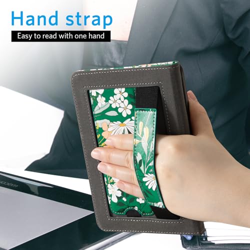 Image of CoBak Case for 6 inch E-Reader - PU Leather Smart Cover with Auto Sleep /Wake & Hand Strap, not Compatible with Kobo Clara,Green Whitered