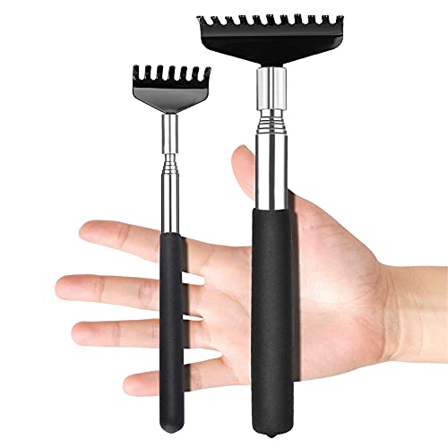 2 Pack Back Scratcher For Men Women,Portable Extendable Stainless Steel Telescoping Back Scratchers Oversized And Normal Size With Carrying Bag #TOP1