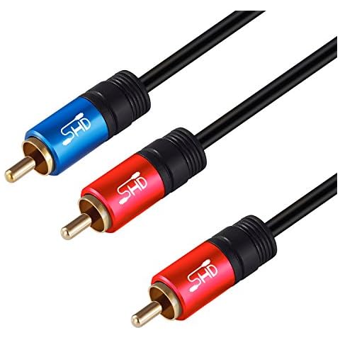 SHD RCA to 2RCA Subwoofer Cable Audio Cable 2RCA to 1RCA Bi-Directional RCA Y Adapter Premium Sound Quality Dual Shielded with Gold Plated Connectors-6Feet Cover