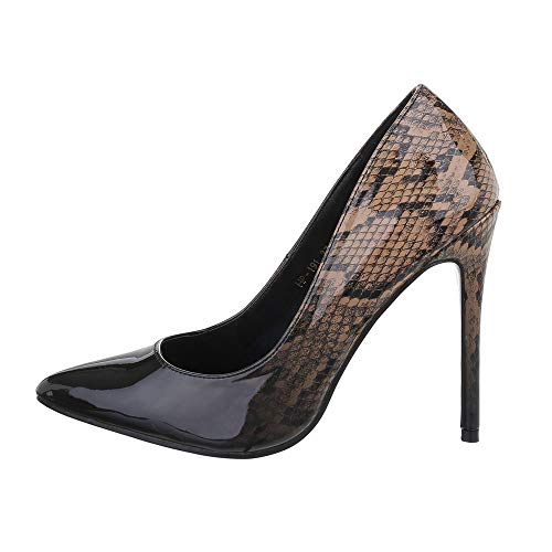 Ital-Design Zapatos de tacón alto para mujer, color Negro, talla 37 EU