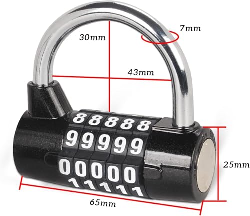 Image of Istara Heavy Duty 5-Digit Combination Steel Padlock | Resettable Code Lock with 100,000 Combinations & Hardened Steel Shackle | High Security Metal Padlock for Gym, Locker, Gate & Travel (Model-1)
