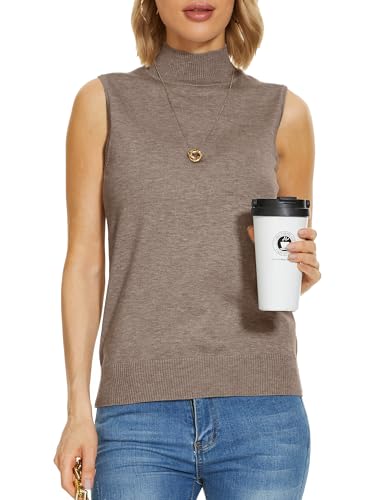 Image of INKOFF Sleeveless Mock Neck Turtleneck Knit Tops Women Dressy Casual Sweater Vest Business Work Tank
